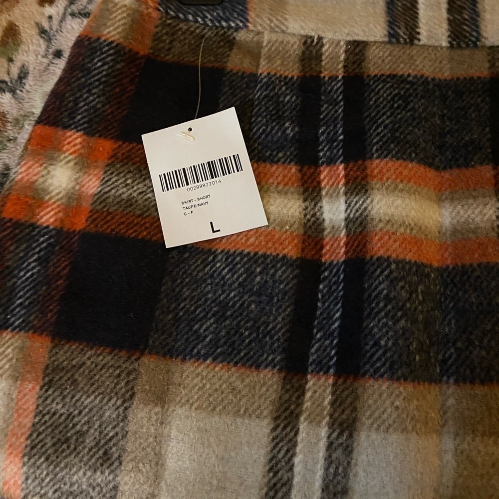 Forever 21 A-Line Plaid Skirt - Navy, Orange, and Tan - Picture 3 of 4